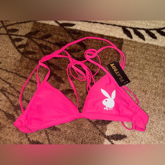 Playboy Hot Pink Triangle Bikini Top- Size Large NWT - Picture 1 of 2